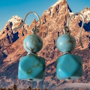 Vintage Navajo Turquoise Drop Dangle Earrings